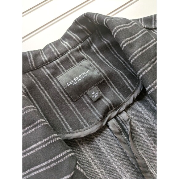 Liverpool Blazer Womens Medium Open Front Beetlejuicecore Goth Striped Layers - Picture 7 of 13